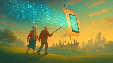 Imagen figurativa de séniores navegando por internet