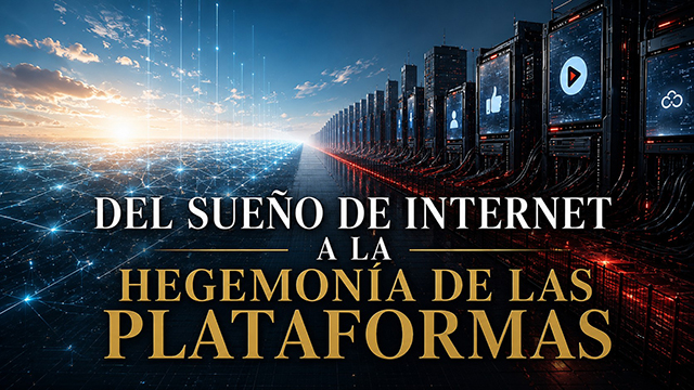 Imagen futurista y titular sobreimpreso