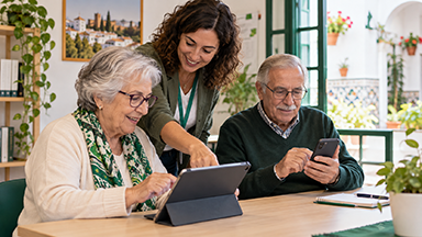 Imagen de mayores aprendiendo tecnologías